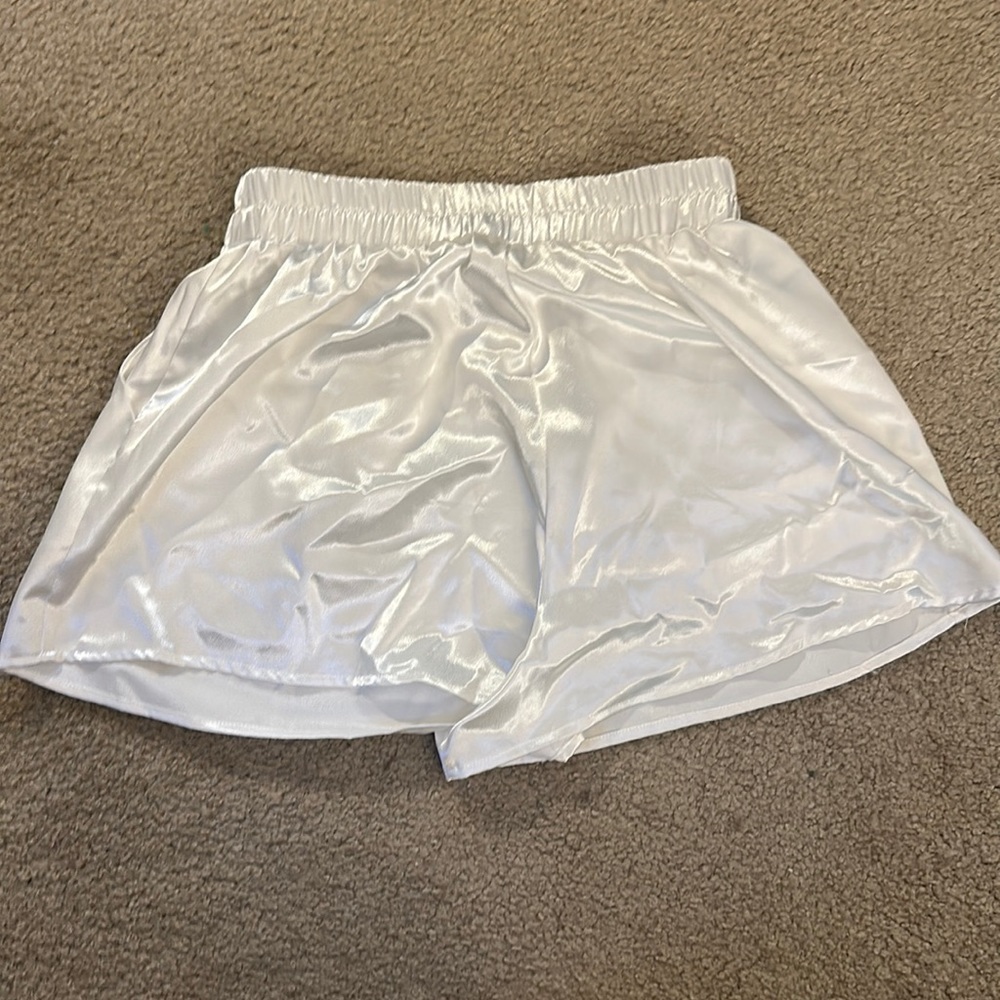 White Satin Shorts